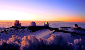 Mauna Kea peak with four existing observatories