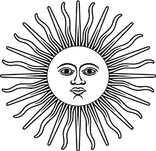 Black and white drawing of the sun