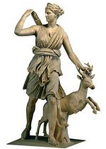Statue of Artemis with deer and dagger